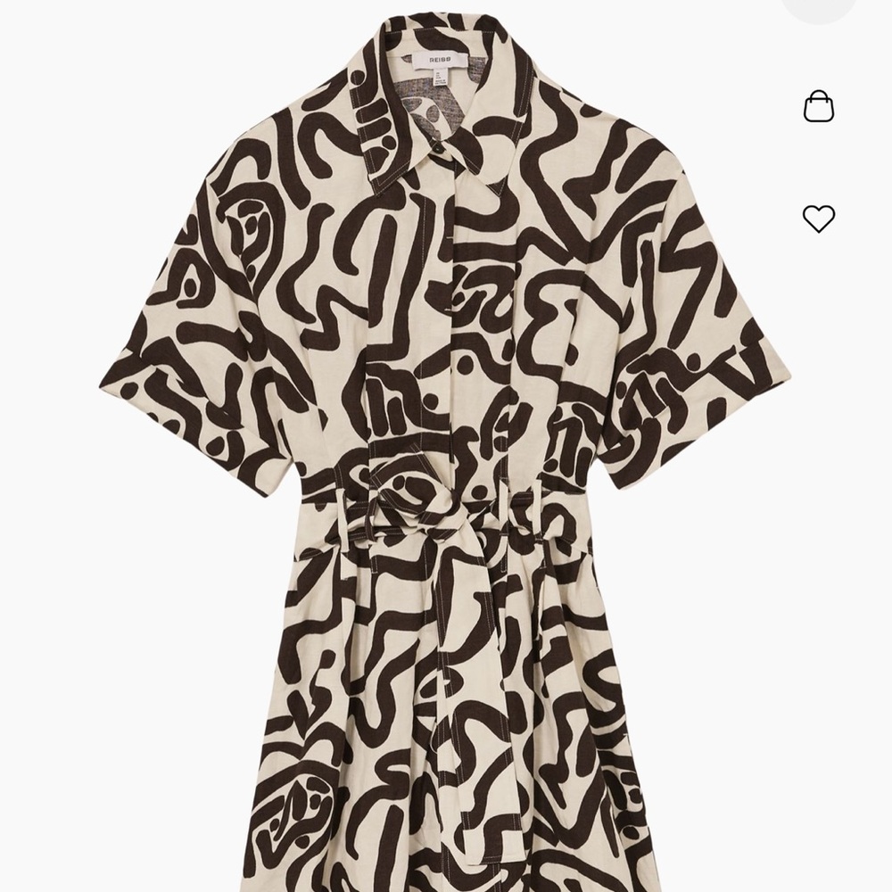 CAMELIA
LINEN BLEND PRINTED SHIRT DRESS IN BROWN/IVORY